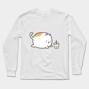 Chubby Boba Cat! Long Sleeve T-Shirt